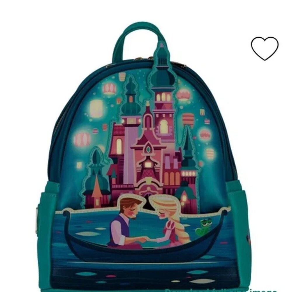 NWT Loungefly Tangled Rapunzel Castle Glow-In-The-Dark Mini Backpack - Picture 2 of 7